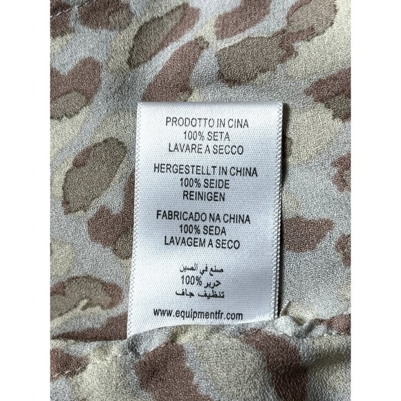 Equipment Femme 100% Silk Beige Leopard Print Semi-Sheer Cropped Button Down XS - Picture 10 of 10